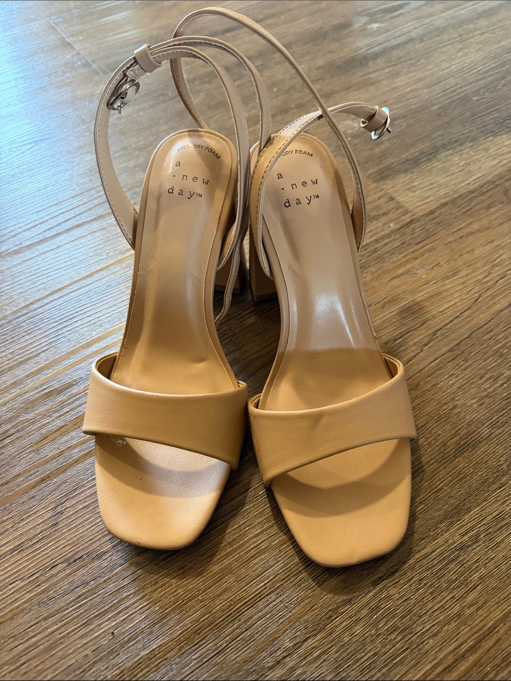 a new day Beige Block Heel Sandals with Ankle Strap